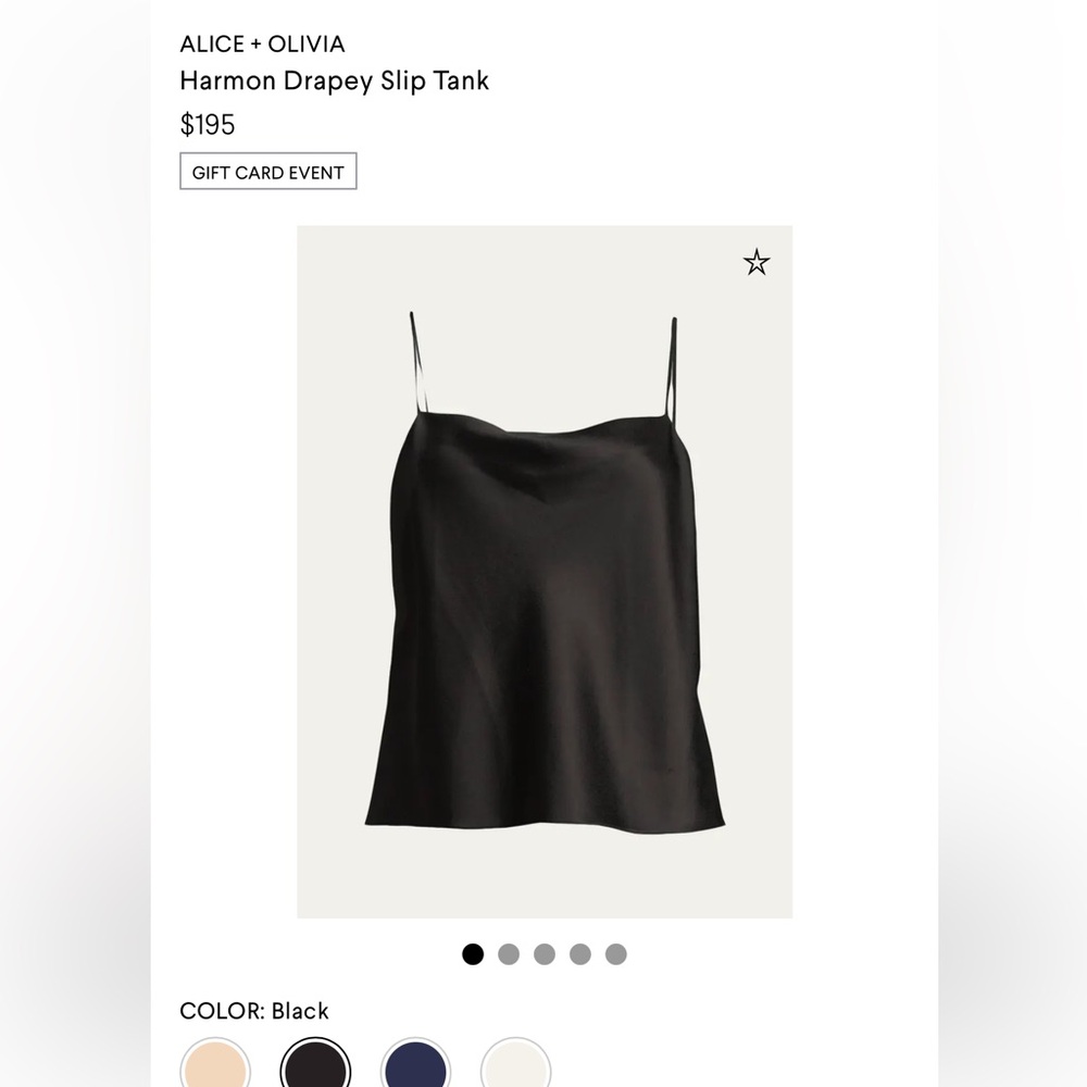 Alice and Olivia Harmon Drapey Slip Tank Black Size L - Picture 2 of 6